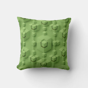 Cojín Decorativo Patrón de cubo isométrico 3D verde menta