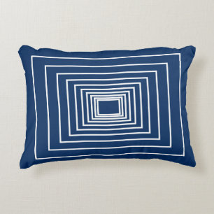 Cojín Decorativo Patrón de cubos blancos azul de la Marina moderna