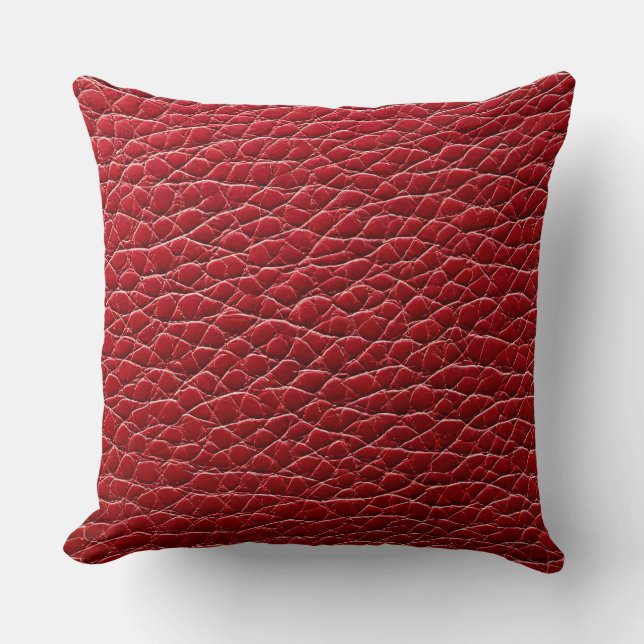 Cojín Decorativo Patrón de cuero rojo (Anverso)