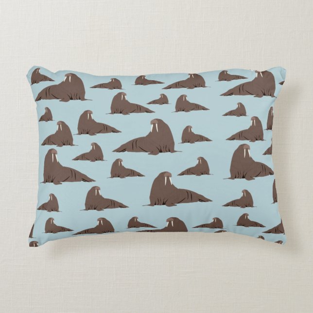 Cojín Decorativo Patrón de Cute Walrus (Anverso)