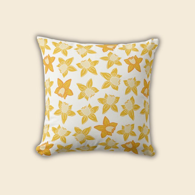 Cojín Decorativo Patrón de Daffodil de primavera (Daffodil spring floral throw pillow)