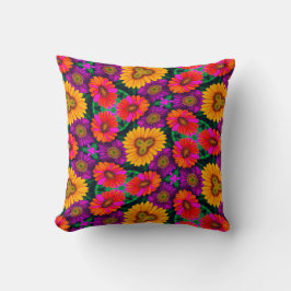 Cojín Decorativo Patrón de Daisy Bouquet colorido