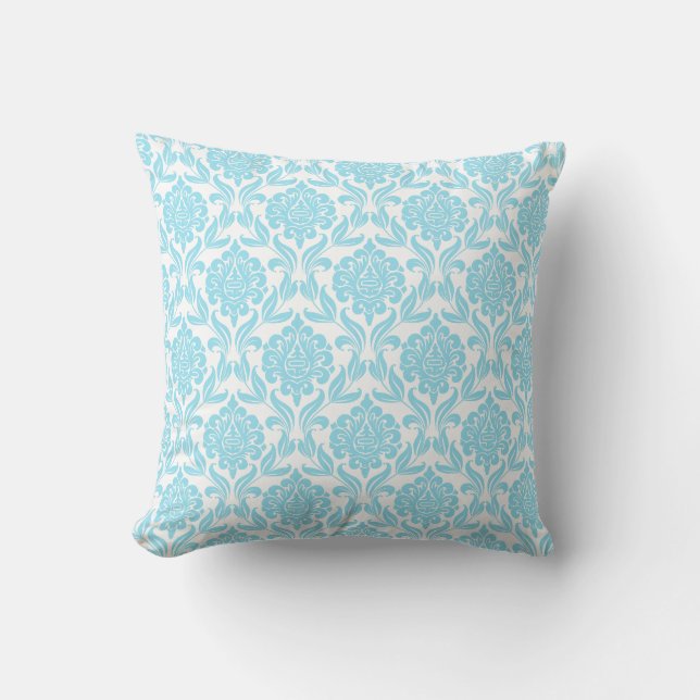 Cojín Decorativo Patrón de Damasco azul para bebés (Anverso)