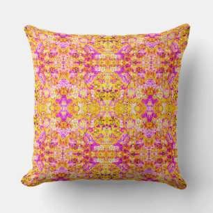 Cojín Decorativo patrón de damasco de amanecer dorado