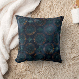 Cojín Decorativo Patrón de Damasco de Patina de Cobre de color de a