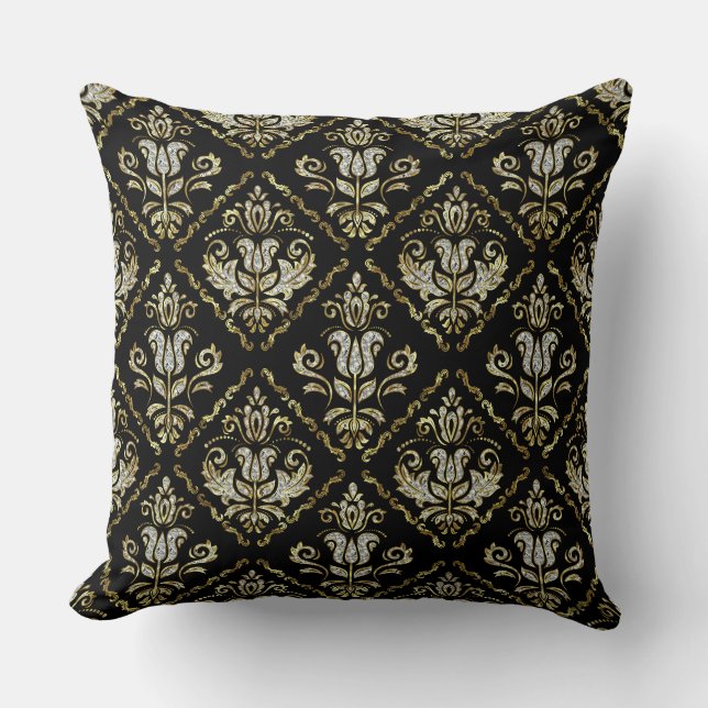 Cojín Decorativo Patrón de damasco espumoso (Anverso)