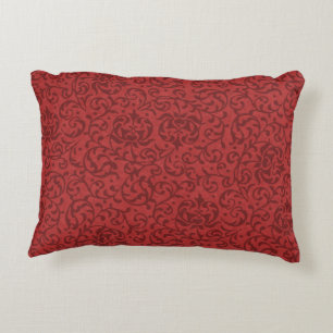 Cojín Decorativo Patrón de Damasco Floral Vintage rojo de ladrillo