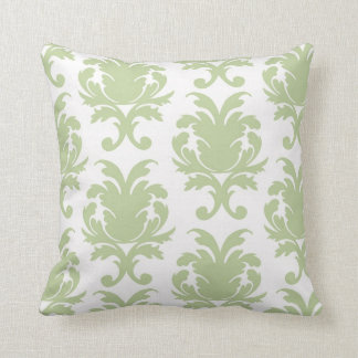 Cojín Decorativo patrón de damasco grande de negrita verde sage