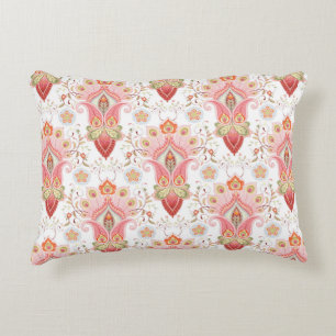 Cojín Decorativo Patrón de damasco oriental floral con paisley y pe