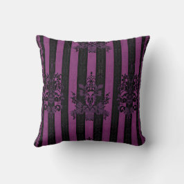 Cojín Decorativo Patrón de Damasco Púrpura y Negro