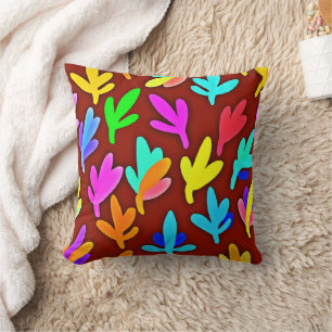 Cojín Decorativo Patrón de danza de hojas de árbol coloridas