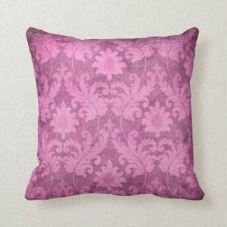 Cojín Decorativo Patrón de decoración floral de Damasco morado rosa