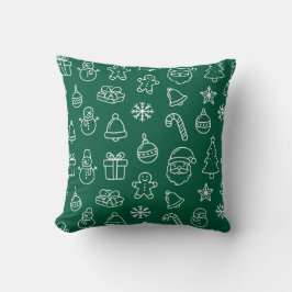 Cojín Decorativo patrón de decoración navideña verde festivo