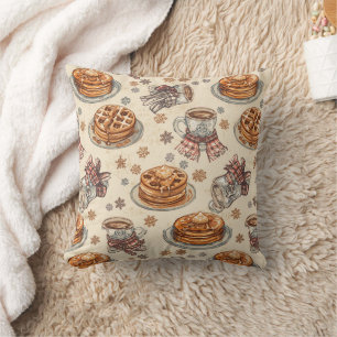 Cojín Decorativo Patrón de desayuno invernal acogedor Panqueques