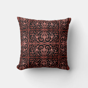 Cojín Decorativo Patrón de desplazamiento rojo y negro