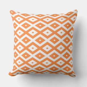 Cojín Decorativo Patrón de diamante blanco y naranja