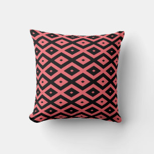 Cojín Decorativo Patrón de diamante coral y negro