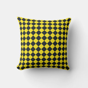 Cojín Decorativo Patrón de diamante de cuadros amarillo negro