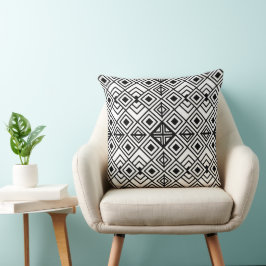Cojín Decorativo Patrón de diamante geométrico negro y blanco