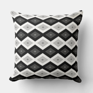 Cojín Decorativo Patrón de diamante negro, blanco y gris
