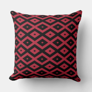 Cojín Decorativo Patrón de diamante rojo y negro