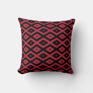 Cojín Decorativo Patrón de diamante rojo y negro