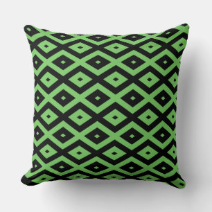 Cojín Decorativo Patrón de diamante verde limón y negro