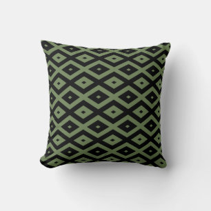 Cojín Decorativo Patrón de diamante verde oliva y negro