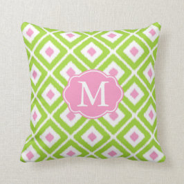 Cojín Decorativo Patrón de diamante verde y blanco rosado