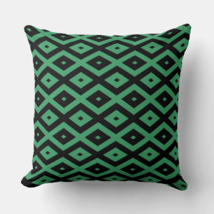 Cojín Decorativo Patrón de diamante verde y negro