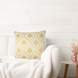Cojín Decorativo Patrón de diamantes de Ikat dorado moderno