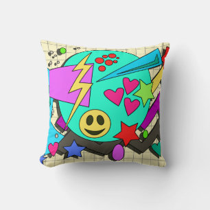 Cojín Decorativo Patrón de dibujos animados retro de los noventa to