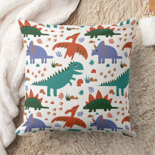 Cojín Decorativo Patrón de dinosaurios prehistóricos e impresiones
