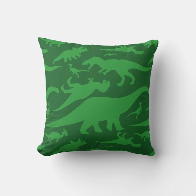 Cojín Decorativo Patrón de dinosaurios verdes (Anverso)