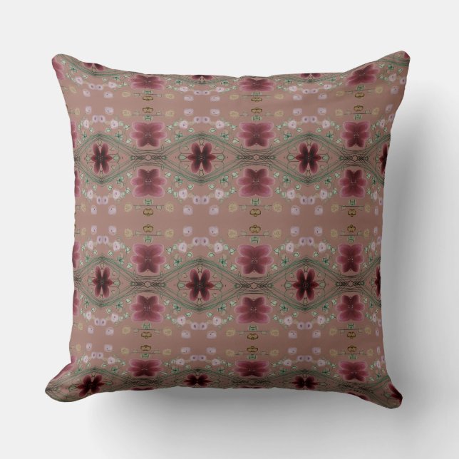 Cojín Decorativo Patrón de diseño artístico florido (Anverso)