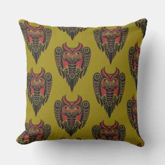 Cojín Decorativo patrón de diseño de búho de tatuajes de arte triba