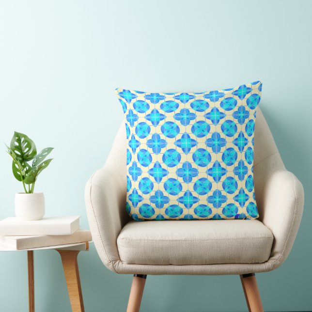 Cojín Decorativo Patrón de diseño de flores azules (Silla)