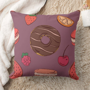 Cojín Decorativo Patrón de donut de chocolate y dulces