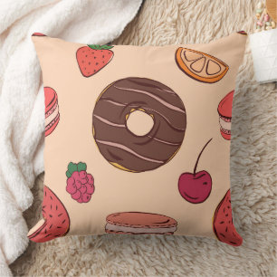 Cojín Decorativo Patrón de donut de chocolate y dulces