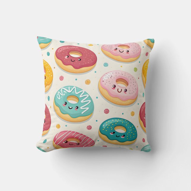 Cojín Decorativo Patrón de Donuts (Anverso)