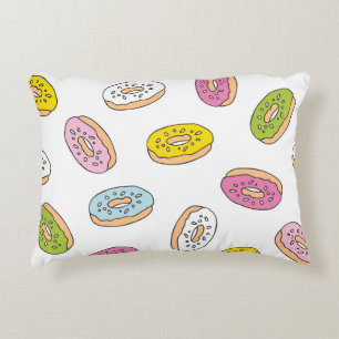 Cojín Decorativo Patrón de donuts Doodle, diseño sin fisuras.