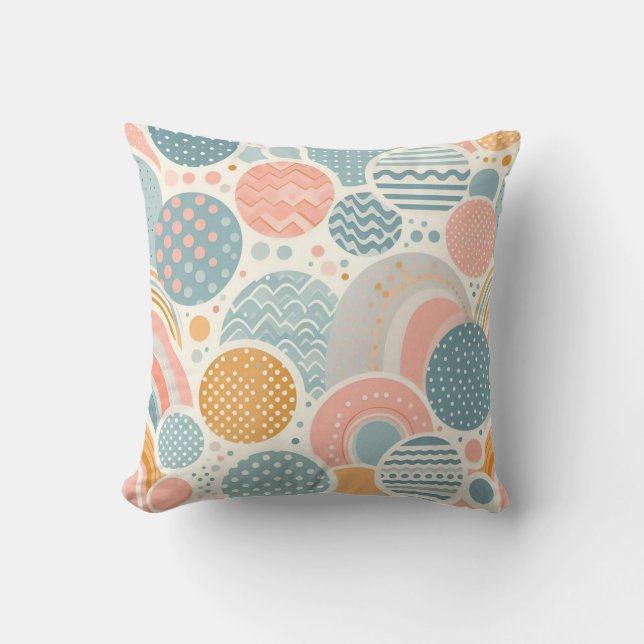 Cojín Decorativo Patrón de Doodle Geométrico Jugativo (Anverso)