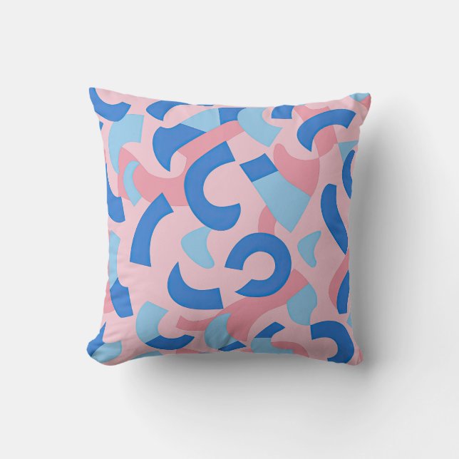 Cojín Decorativo Patrón de Doodle rosa y azul (Anverso)