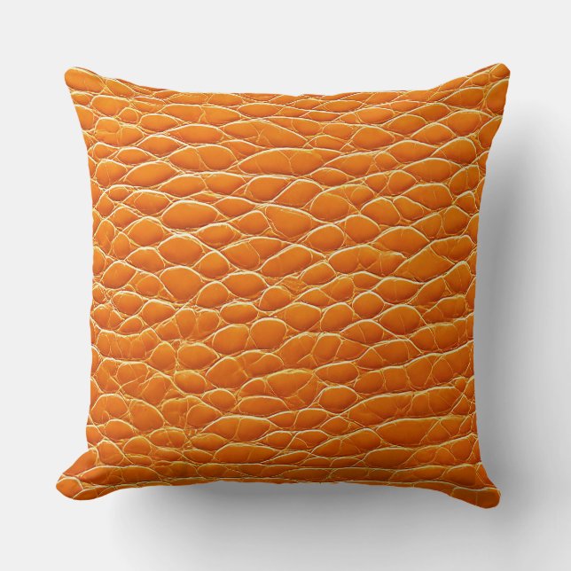 Cojín Decorativo patrón de efecto de cuero naranja (Anverso)