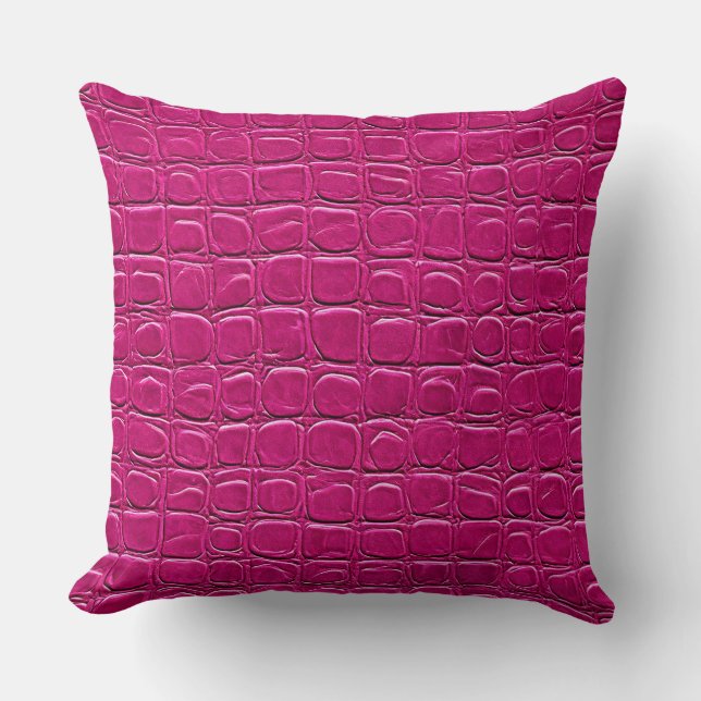 Cojín Decorativo patrón de efecto de cuero rosa (Anverso)