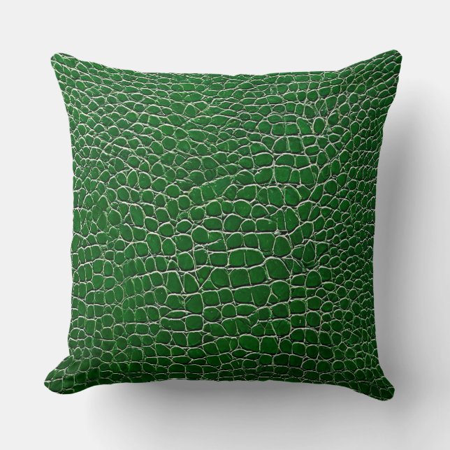 Cojín Decorativo Patrón de efecto de cuero verde (Anverso)