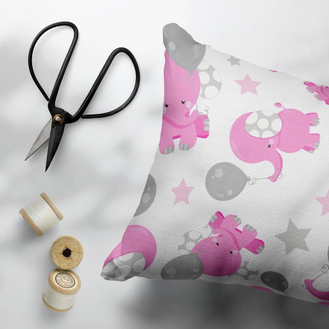 Cojín Decorativo Patrón De Elefantes Rosa, Elefantes Cutos, Estrell (Subido por el creador)