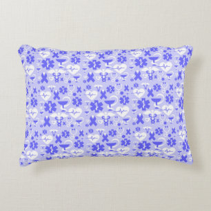 Cojín Decorativo patrón de elemento de farmacia blanco azul