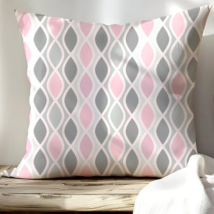 Cojín Decorativo Patrón de enrejado rosa y gris chic