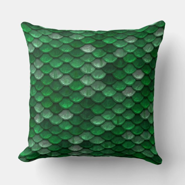 Cojín Decorativo Patrón de escala verde de moda (Anverso)